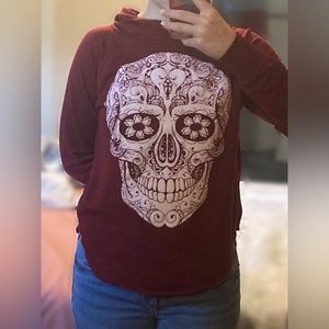 Red/Maroon Sugar Skull Hoodie